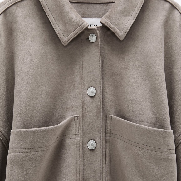 COPY - NEW FAUX SUEDE SHIRT GRAY - Picture 4 of 4